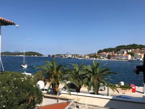 a view of a body of water with palm trees at Season4All Apartments in Mali Lošinj