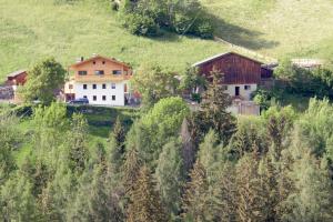 grupa domów na wzgórzu z drzewami w obiekcie Schweinsteghof Urlaub auf dem Bauernhof w mieście Sarntal