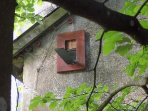 ein kleines Fenster an der Seite eines Gebäudes in der Unterkunft B&B Les Tilleuls in Vielsalm