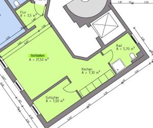 eine Zeichnung eines Hausplans in der Unterkunft Apartments in der Jahnallee 20 Waldplatzpalais in Leipzig