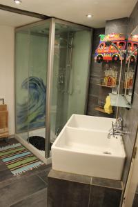 bagno con lavandino e doccia di L'ateliere a Ottrott