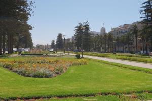 穆罕默迪耶Appartement Cosy - Corniche plage Mohammedia的绿草成荫的公园和道路
