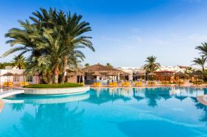 a large swimming pool with palm trees and chairs at TUI MAGIC LIFE Penelope Beach - Families & Couples in Midoun