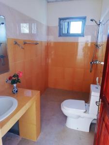 bagno con servizi igienici e lavandino di High View Homestay a Kandy