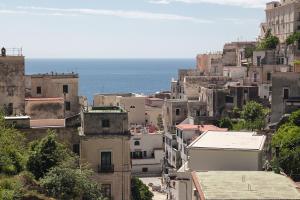 a group of buildings with the ocean in the background at Hotel L'Argine Fiorito in Atrani