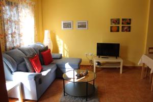 a living room with a couch and a tv at Chalet Las Viñas in Icod de los Vinos