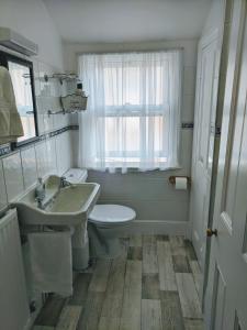 a bathroom with a sink and a toilet and a window at No. 23 in Wells