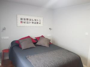 um quarto com uma cama com duas almofadas em Apartamento Pelaires em Estella