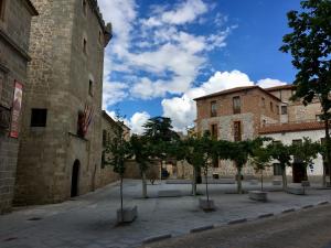 a row of trees in front of a building at VUT Plaza del Rastro in Ávila