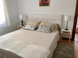 ein Schlafzimmer mit einem großen weißen Bett mit zwei Kissen in der Unterkunft La Campa 7.2 in Logroño