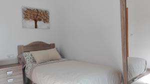 um quarto com uma cama e um espelho em Apartamento Las Tortugas em Arroyo Frío