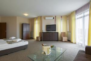 a living room filled with furniture and a tv at Park Hotel Arbanassi in Arbanasi