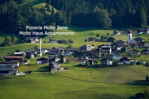 un piccolo villaggio su una collina verde con case di Molto Haus a Raggal