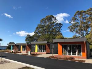 a row of modular buildings on the side of a road at Tasman Holiday Parks - St Helens in St Helens