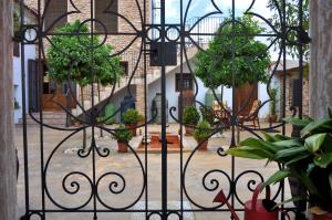 une porte avec une bande de plantes en pot dans l'établissement Casa del Riu, à Benejama
