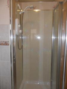 a shower with a glass door in a bathroom at Armadale Guest House in Inverness