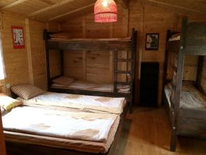 a room with bunk beds in a cabin at Līgatnes Zemturi in Augšlīgatne