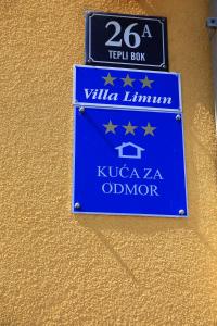 Certifikát, ocenenie alebo iný dokument vystavený v ubytovaní Villa Limun