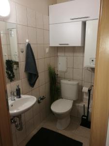 A bathroom at Csabai Apartman