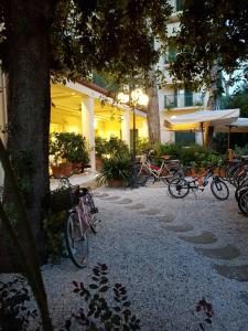 un gruppo di biciclette parcheggiate di fronte a un edificio di Hotel La Primula a Forte dei Marmi