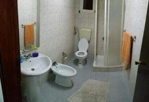 une salle de bain avec un lavabo, des toilettes et une douche dans l'établissement Casa da Cruz, à Santa Cruz das Flores 3 autres photos