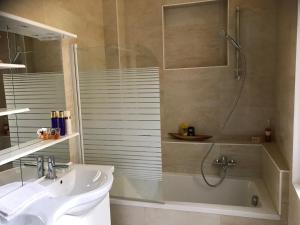 a bathroom with a tub and a sink and a shower at 2 Boulevard de Nancy in Strasbourg