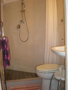 ローマにあるAppartamentino Campo dei Fioriのバスルーム(シャワー、トイレ、洗面台付)