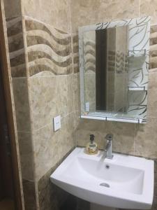 a bathroom with a sink and a mirror at Emerald House Gabala in Gabala
