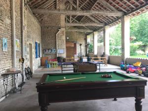 a billiard room with a pool table in it at Les Vieilles Ombres in Bagnizeau