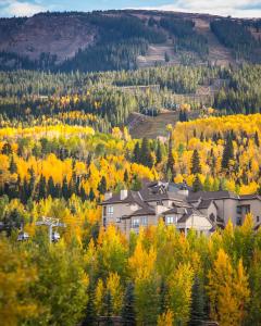 an autumn view of a house in the forest at Snowmass Village Condominiums in Aspen