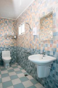 a bathroom with a sink and a toilet at 采蝶法拉民宿 in Xiaoliuqiu