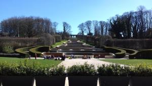 a view of a garden with a large amphitheater at 9 Column Mews in Alnwick