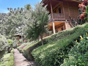 a house with a walkway in front of it at Botanica Nature Resort in Bitung