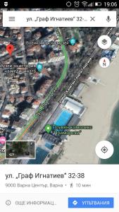 a screenshot of a cell phone with a map of a street at Апартамент Граф Игнатиев in Varna City