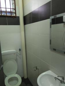 a bathroom with a toilet and a sink at Raina Muslim Homestay Perlis in Arau