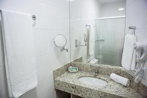 a bathroom with a sink and a mirror at Bristol Viçosa Hotel in Viçosa