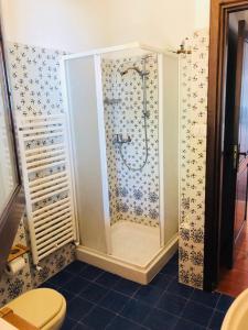a shower in a bathroom with a toilet at Villa Maria in Zafferana Etnea