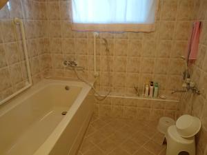 a bathroom with a tub and a toilet at Big Tree JUDO ハウス in Urasoe +27 photos