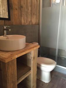 łazienka z umywalką i toaletą w obiekcie Càmping Parc Gualba w mieście gualba de Dalt