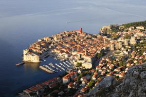 an aerial view of a town on the water at Studio Banovac in Dubrovnik
