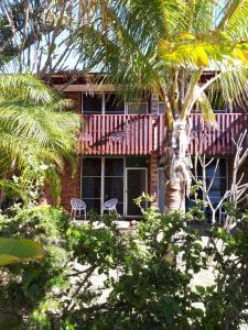 a house with two chairs and a palm tree at Villa Eight in Kalbarri