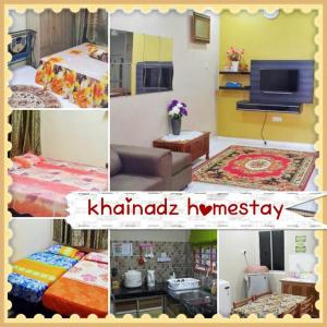 a collage of photos of a hotel room at KhainadzMuslim Homestay in Melaka