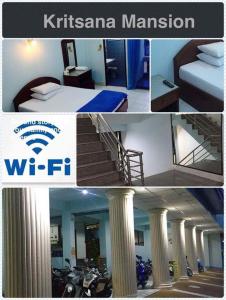 a collage of two pictures of a hotel room at Krissana Mansion in Hat Yai