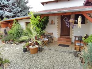 a house with plants in front of it at Sophia Cozy Self Catering Apartment in Dolní Břežany