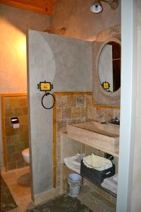 ein Bad mit einem Waschbecken und einem Spiegel in der Unterkunft GITE de la RENAISSANTE in Peyrins
