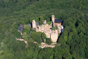 un viejo castillo en medio de un bosque en Doppelzimmer en Bensheim