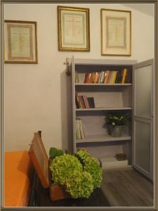 un estante de libros con una maceta en una habitación en Cuntro' Granda en Boves