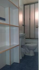 La salle de bains est pourvue de toilettes et d'un lavabo. dans l'établissement Hotel Don Alfredo, à Calama