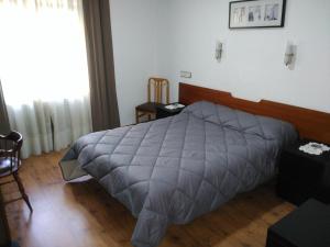 a bedroom with a large bed and a window at Hotel Vaqueros in Langreo