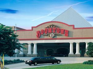 a black car parked in front of a casino at Boomtown Bossier City in Bossier City